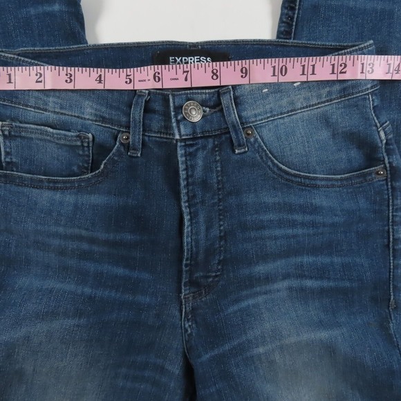 Express Womens Jeans Size 4s Legging High Rise Denim Perfect Medium Wash Blue - Picture 4 of 10